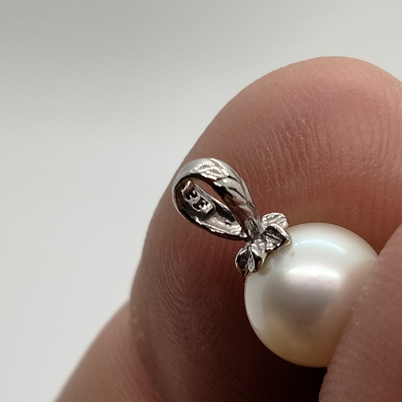 14K Karat White Gold Fresh Water 10mm Pearl Pendant 1.1 Grams PF No Chain - Picture 4 of 12